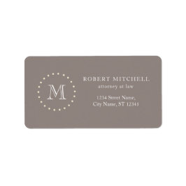 Monogram Elegant Professionell Brown Adressetikett