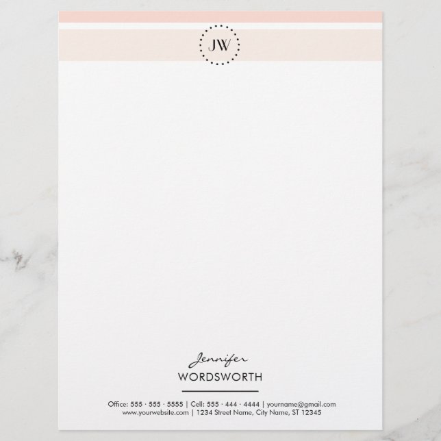 Monogram Elegant Professionell Letterhead Brevhuvud (Framsida)