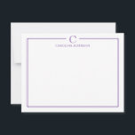 Monogram Elegant Purple Border Stationery Anteckningskort<br><div class="desc">This design features a thin double border with space for a monogram and name and coordinating back design. Click the customize button if you would like to adjust the design elements and/or further modify the text! Variations of this design, additional colors, as well as coordinating products are available in our...</div>
