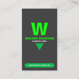 Monogram Elegant (QR-kod) Grön & Mattsvart Visitkort