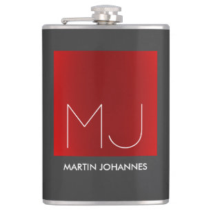 Monogram Elegant Red Grått Add Namn Initialer Fickplunta