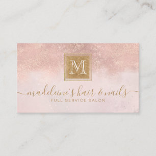 Monogram Elegant  Ro Guld Glitter Salon Visitkort