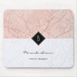 Monogram Elegant Ro Guld Grått Marble Mousepad Musmatta
