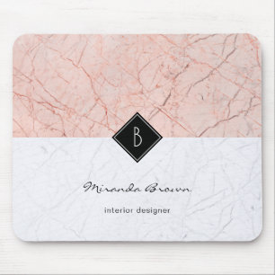 Monogram Elegant Ro Guld Grått Marble Mousepad Musmatta
