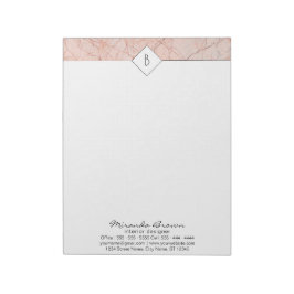 Monogram Elegant Ro Guld Marble Anteckningsblock