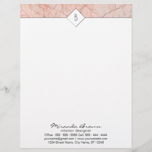 Monogram Elegant Ro Guld Marble Letterhead Brevhuvud