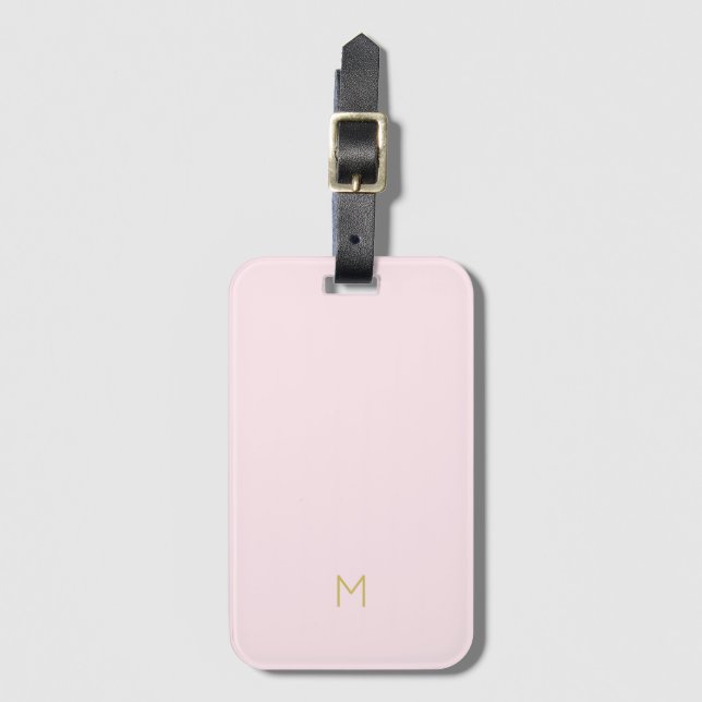 Monogram Elegant  Rosa Guld minimalistklass Bagagebricka (Framsida vertikal)