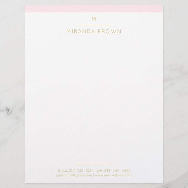 Monogram Elegant  Rosa Guld minimalistklass Brevhuvud (Framsida)
