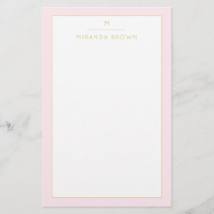 Monogram Elegant Rosa Guld minimalistklass Brevpapper