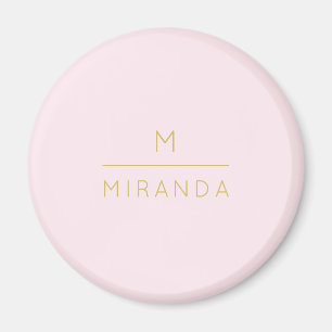 Monogram Elegant Rosa Guld minimalistklass Magnet