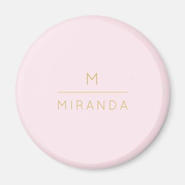 Monogram Elegant  Rosa Guld minimalistklass Magnet (Framsidan)