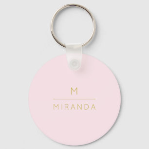 Monogram Elegant  Rosa Guld minimalistklass Nyckelring