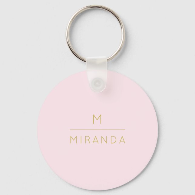 Monogram Elegant  Rosa Guld minimalistklass Nyckelring (Framsida)