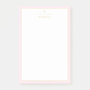 Monogram Elegant Rosa Guld minimalistklass Post-it Block