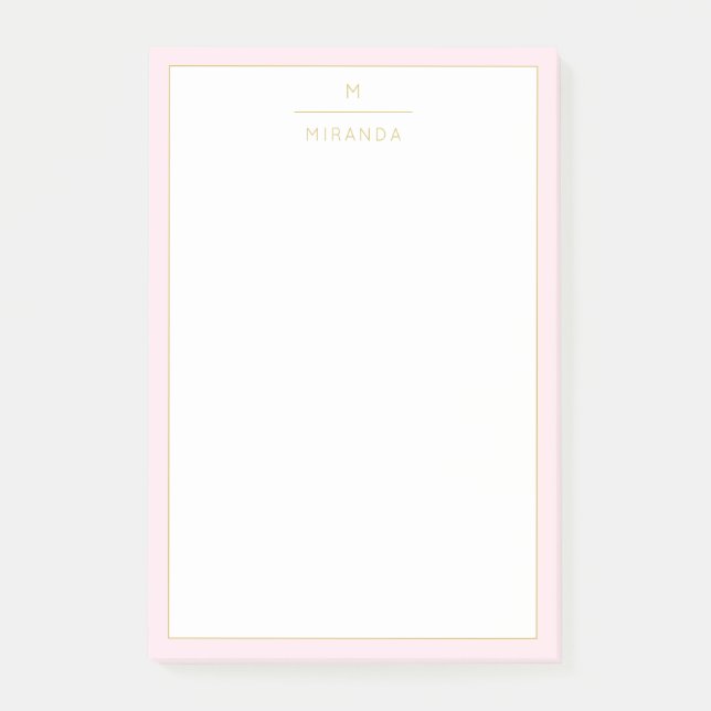 Monogram Elegant  Rosa Guld minimalistklass Post-it Block (Framsida)