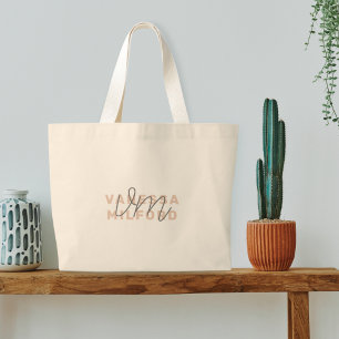 Monogram Elegant Rosa Modern Minimalist Jumbo Tygkasse