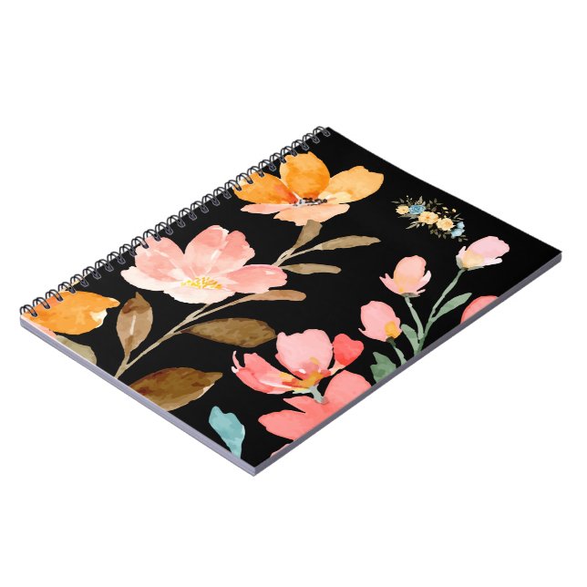 Monogram Elegant Rosa Vattenfärg Anteckningsbok (Vänstra Sidan)
