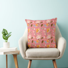 Monogram Elegant Rosa Vattenfärg Kudde