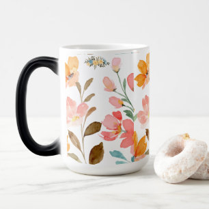  Monogram Elegant Rosa Vattenfärg  Magisk Mugg