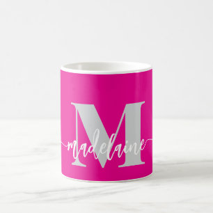 Monogram Elegant Rosa White Kaffemugg