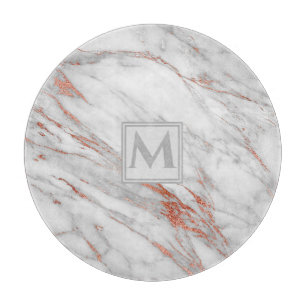 Monogram Elegant Roséguld Koppar Vit Marmor