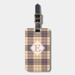 Monogram, elegant Scottish klan beige plaid tartan Bagagebricka
