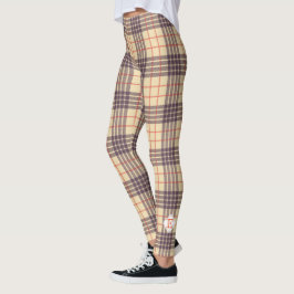 Monogram, elegant Scottish klan beige plaid tartan Leggings