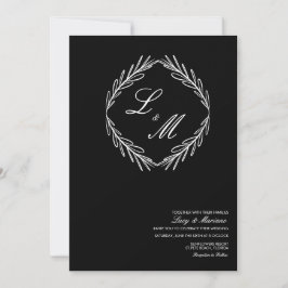Monogram Elegant Skript Gren Brölloppslogotyp C Inbjudningar