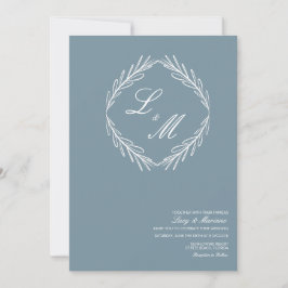 Monogram Elegant Skript Gren Bröllops Logotyp Inbj Inbjudningar