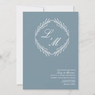 Monogram Elegant Skript Gren Bröllops Logotyp Inbj Inbjudningar