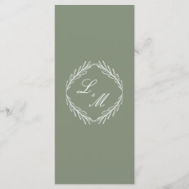 Monogram Elegant Skript Gren Bröllopsprogram Meny