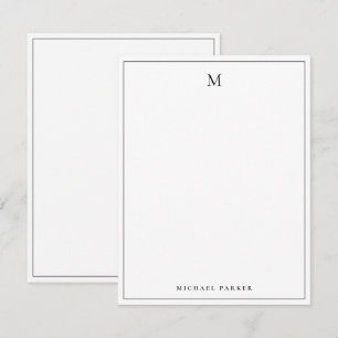 Monogram Elegant Svart och Vitt Professionell Tack Kort