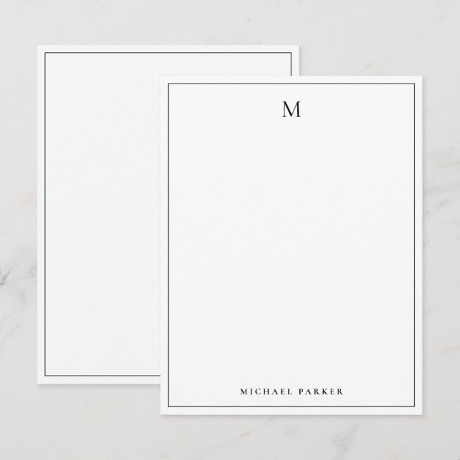 Monogram Elegant Svart och Vitt Professionell  Tack Kort (Fram/baksida)