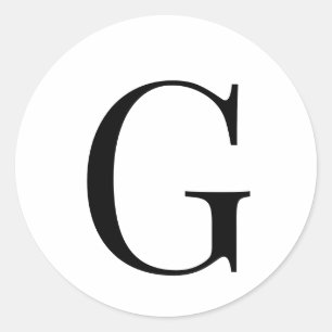 Monogram Elegant Svart på Vitt Runt Klistermärke