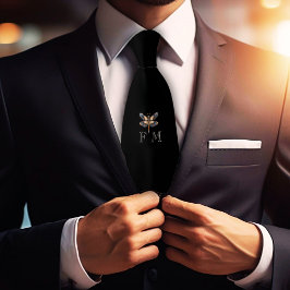 Monogram Elegant Trollslända På Svart Herrhalsduk Slips