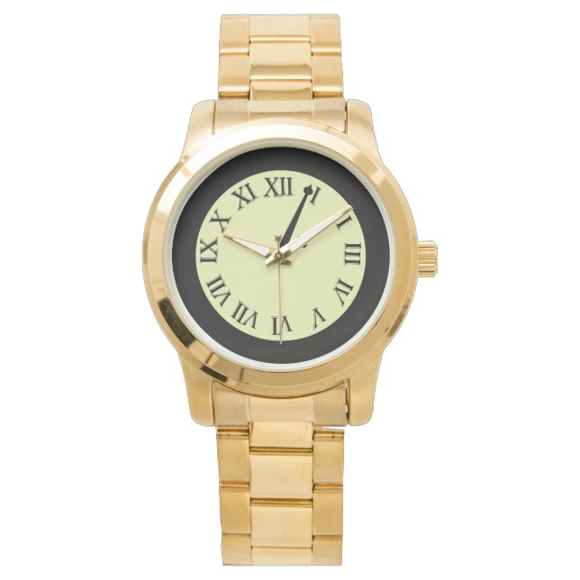 Monogram Elegant Unisex Överstor Guld  Armbandsur (Framsida)