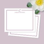 Monogram Elegant vinröd kant pappersvaror Anteckningskort<br><div class="desc">Denna design har en tunn dubbel ram med utrymme för ett monogram och namn och matchande bakdesign. Klicka på knappen Anpassa om du vill ändra designelementen och/eller ytterligare ändra texten! Variationer av denna design, ytterligare färger samt matchande produkter finns tillgängliga i vår butik, zazzle.com/store/doodlelulu. Kontakta oss om du vill ha...</div>