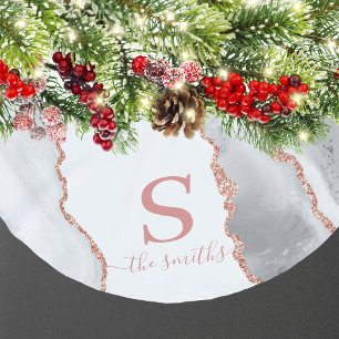 Monogram Elegant White Agate & Ro Guld jul Julgransmatta Borstad Polyester