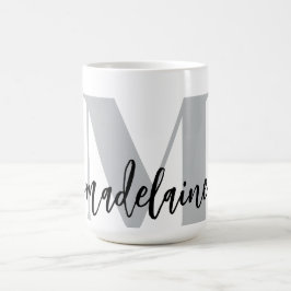 Monogram Elegant White Black Kaffemugg