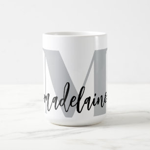 Monogram Elegant White Black Kaffemugg