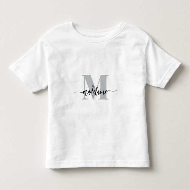 Monogram Elegant White Black T Shirt (Framsida)