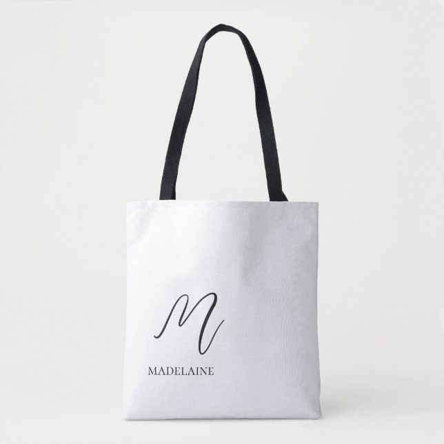 Monogram Elegant White Black Tygkasse (Framsida)