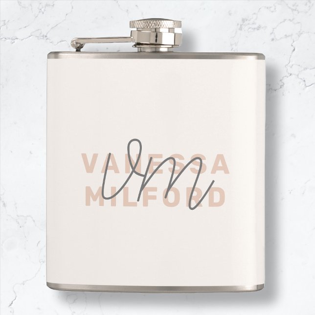 Monogram-Eleganten Eldfast Cream Modern Minimalist Fickplunta (Skapare uppladdad)