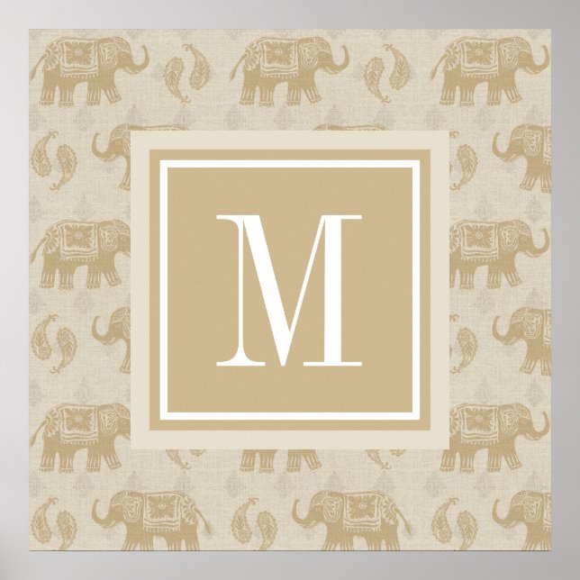 Monogram | Elephant Khaki Caravan Mönster Poster (Framsidan)