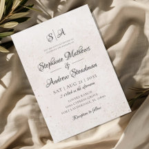 Monogram Elfenbensfärgad Beige Texturerad Bröllops