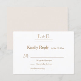 Monogram Elfenbensvit Guld Ampersand Bröllop RSVP Inbjudningar