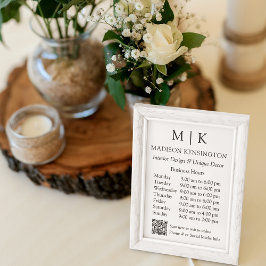 Monogram eller lägg till Logotyp, affärstid QR-kod Poster