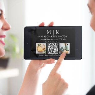 Monogram eller Lägg till Logotyp Business 2-fotoQR Kort