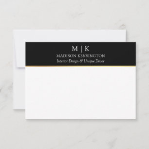 Monogram eller Lägg till Logotyp Business Black Gu Anteckningskort