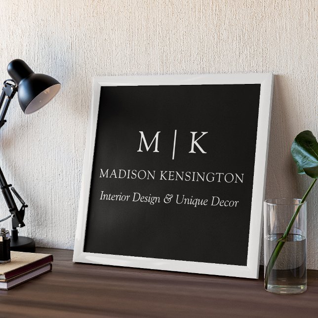 Monogram eller Lägg till Logotyp Business Black Poster (Edit to Customize text, colors and more)